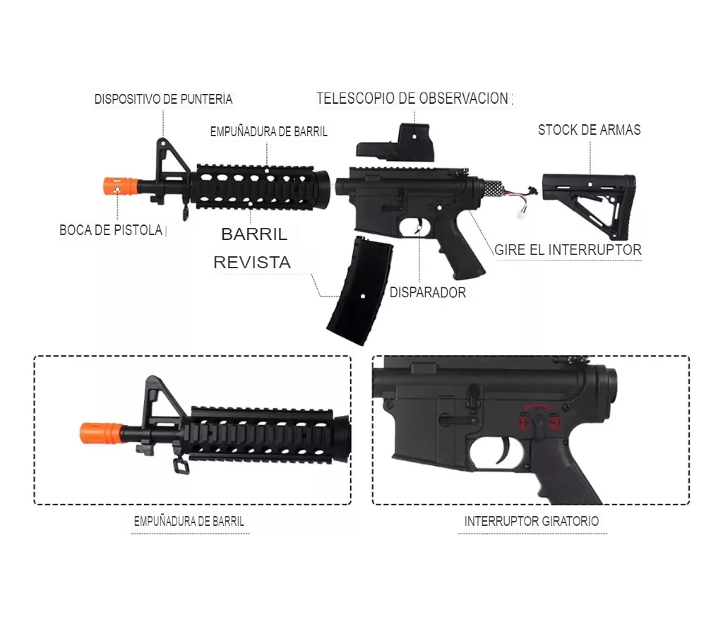 METÁLIKA MÁS POTENTE - M4A1 - ABS CON METAL.